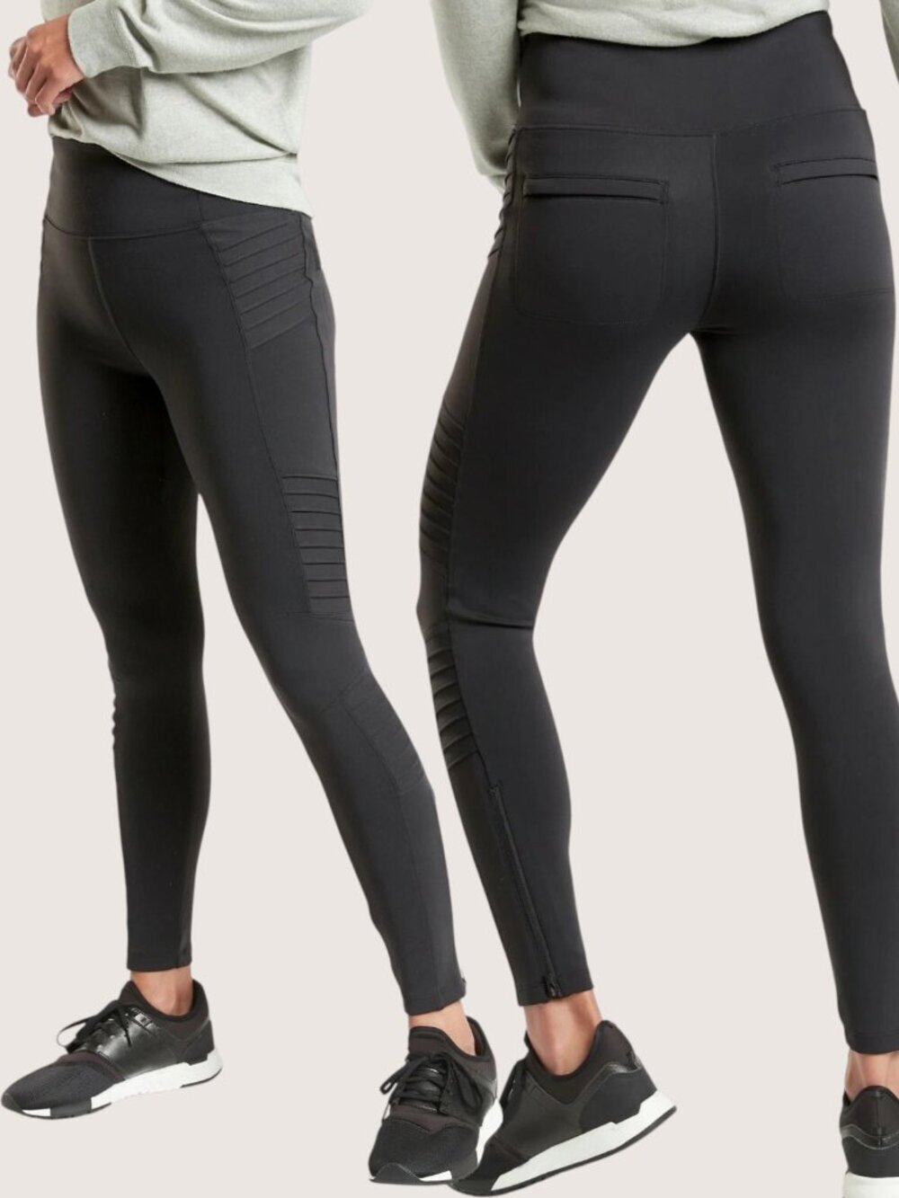 Athleta Women's Black Delancey Moto Tight Leggings Pants Size 1X 54697